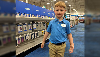 He even got a name tag from his local store.