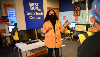 Giving youth — especially girls — access to tech education opportunities is important to Best Buy. We’re committed to closing the gender gap and helping train girls for the careers of the future.