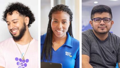 Adam Pettway, Nadvia Davis and Saul Zelaya are mentors at Best Buy Teen Tech Center locations.